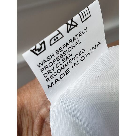 ALLAND WELL Shift Dress Women's L White Floral Round Neck Long Sleeve Back Zip - Picture 8 of 16